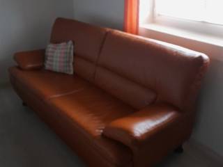 Lædersofa cognac  farvet,3person