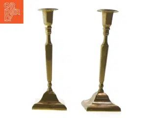 Sæt af antikke messing lysestager (str. 23 cm)