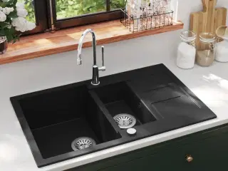 Køkkenvask dobbelt vask granit sort