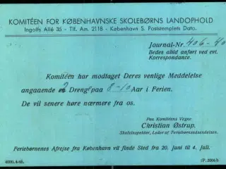 Komiteen for Københavnnske skolebørns Landophold - Helsagskort u/n - Brugt