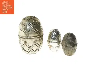 Sæt af dekorerede sølv æg (str. 8-13 cm)