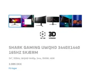 SharkGaming 34 curved skærm