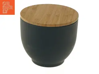 Opbevaringskrukke med bambuslåg fra Madam Stoltz (str. Ø 9 cm længde 8 cm)