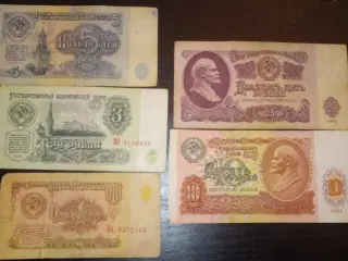 5 penge sedler fra Sovjetunionen 