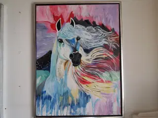 Hvid hest i abstrakte farver