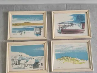 Litografi, grafisk tryk, akvarel, 