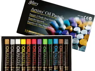Gallery Oliepastel, L: 7 cm, tykkelse 11 mm, metallicfarver, 12stk./ 1 pk.