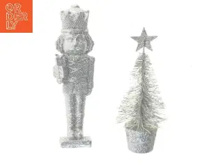 Sølvglitrende juledekorationer (str. 16 cm)