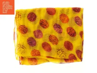 Gult tørklæde med farverige mønstre (str. 98x80 cm)