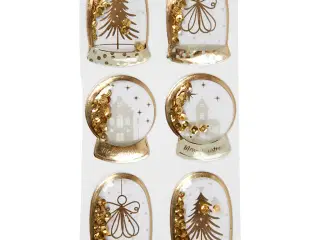 Shaker stickers, engel, træ og huse, str. 49x32+45x36 mm, guld, 6stk./ 1 pk.