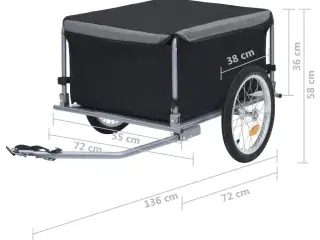 Cykelvogn 65 kg sort og grå