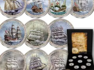 10 stk. 25 cent mønter med sejlskibe