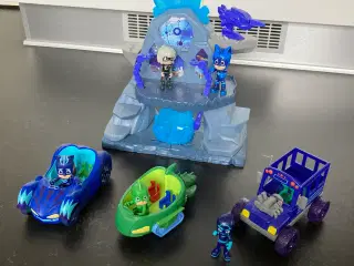 Pyjamashelte figurer, biler og månebase