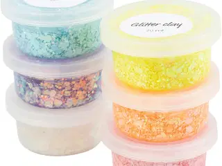 Glitter Clay, pastelfarver, 6x20ml/ 1 pk.