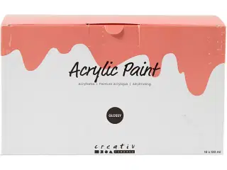 Akrylmaling Blank, ass. farver, 10x120ml/ 1 pk.