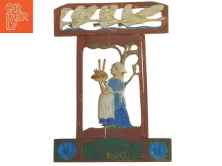 Antikt håndlavet trærelief med dekorativt motiv (str. 46x34 cm)