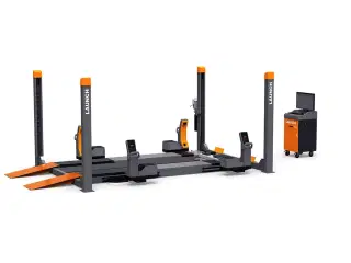Launch X-931 berøringsfri 4 hjuls udmåler med laser leveres incl 4 søjlet lift på 4 eller 5.5 Ton
