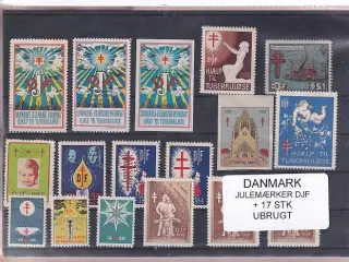 Danmark Julemærker DFJ - 17 Stk. Ubrugt