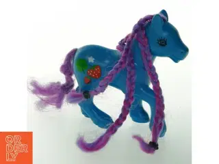 Blåt pony legetøj med lilla manke (str. 12x12 cm)