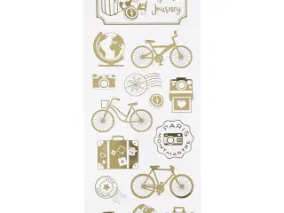 Stickers, jorden rundt, ark 10x24 cm, guld, 1 ark