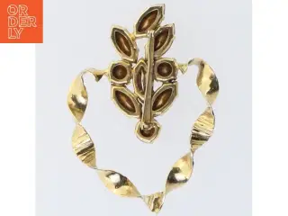 Vintage broche med farvede sten (str. 7 x 5 cm)