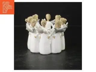 Lysestage med engleporcelænsfigur fra Harvestime (str. 10x8,5 cm)