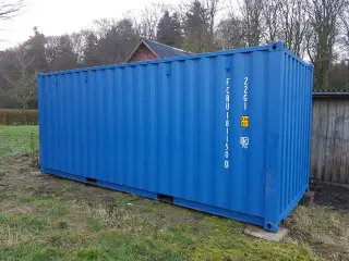 Container I blå sælges 20 Fod