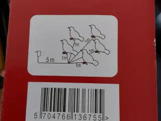 5 stk akrylfugle med Led og clips