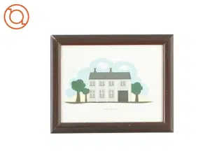 Billede af familien Varnæs hus (fra matador) i mørk træramme