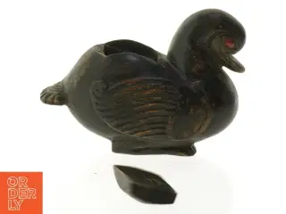 Antik Træ Æske med låg i form som And (str. 10 x 15 cm)
