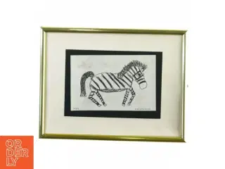 Billedramme med tegning af zebra (str. 25 x 20 cm)