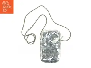 Sølvfarvet paillet taske (str. 13 x 8 cm)