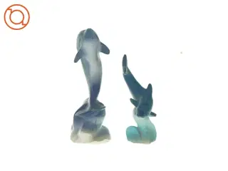 Dekorative delifinfigurer fra Ukendt (str. LBH: 5x3,5x11cm og 3x2x8cm)