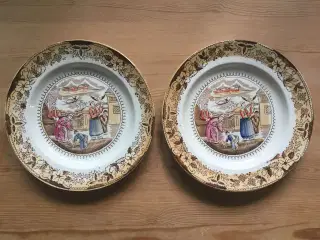 2 flotte gamle flade tallerkener