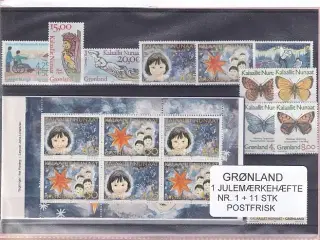 Grønland - Julemærkehæfte Nr. 1 + 11 Stk. - Postfrisk