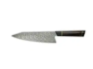Bunkakniv, 21 cm knivblad, udført i 110 lags Damaskus stål.
