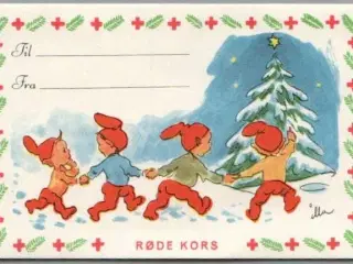 Illa - Røde Kors - Til og Fra kort  (11x7 cm) - Til påklæbning !