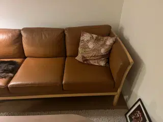 Flot 3er brun lædersofa