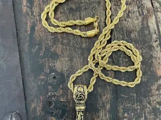4mm Goldfilled rope chain med Thors hammer