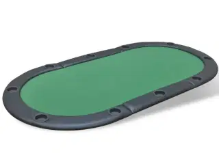 10 pers. pokerbord bordplade foldbar grøn