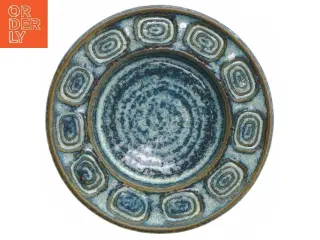 Keramik tallerken med mønster (str. Ø 15 cm)