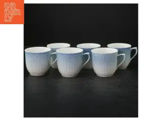 Seks blå-hvide porcelænskrus fra B&G (str. 7 cm. 6 stykker)