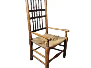 Antik Lancashire Spindle-back armstol i massiv eg