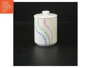 Porcelæn krukke med låg (str. Ø. 7 cm. længde. 9 cm)