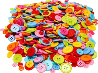Knappemix - Runde Plastknapper, 500g, 4 størrelser