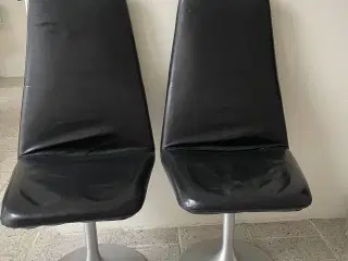 Lædder stole med rustfri dreje sokkel