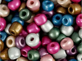 Rocaiperler, diam. 5 mm, str. 4/0, hulstr. 1,2 mm, metallicfarver, 720g/ 1 ds.