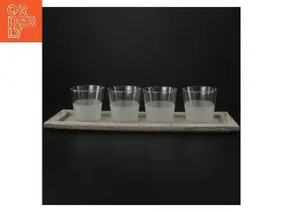 Dekorativ bakke med fyrfadsstager (str. 40x12,5 cm)