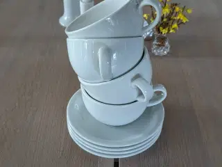 Cappuccino/The kop m/underkop 35cl. hvidt porcelæn