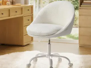 Kontorstol SONGMICS sherpa – højdejusterbar drejestol til hjemmekontor og make-up, cappuccino beige/cloud hvid